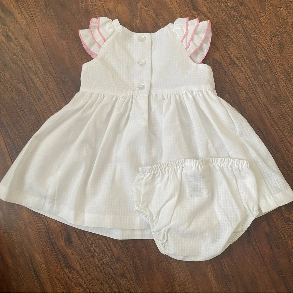 Bonnie Baby White and Pink Easter Dress with Diaper Cover